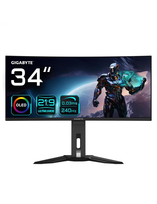 GIGABYTE MO34WQC2 monitoare LCD 86,4 cm (34") 3440 x 1440 Pixel Wide Quad HD OLED Negru