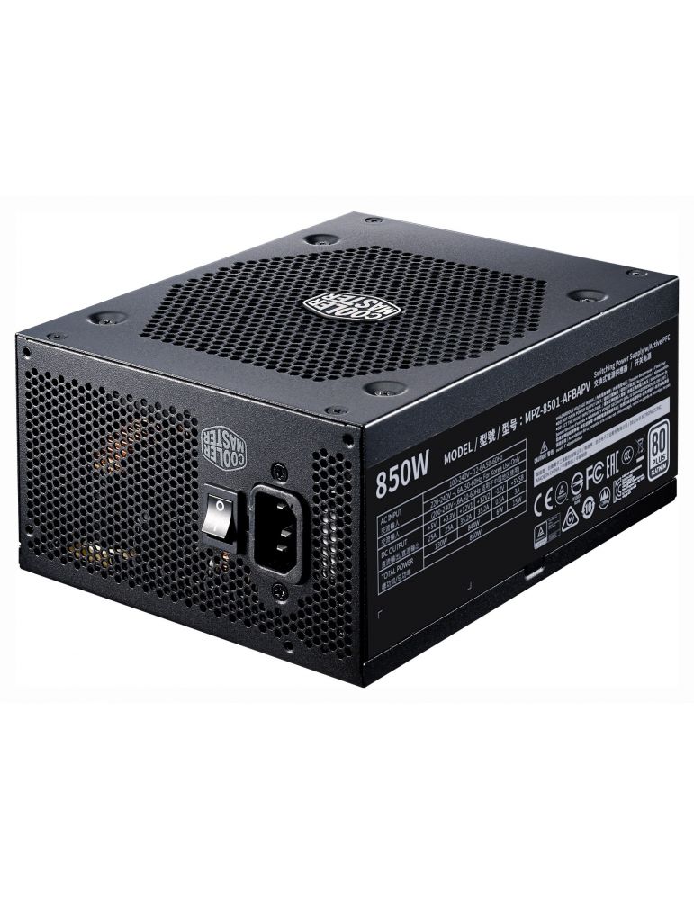 Sursa cooler master 850w (real) v850 platinum silent tbb fan 135mm 80 plus platinum 6x pci-e (6+2) 12x s-ata modulara mpz-8501-