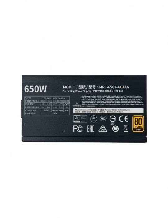 Sursa cooler master  650w (real) mwe gold 650 v2 silent hdb fan 120mm 80 plus gold 4x pci-e (6+2) 8x s-ata modulara mpe-6501-afa