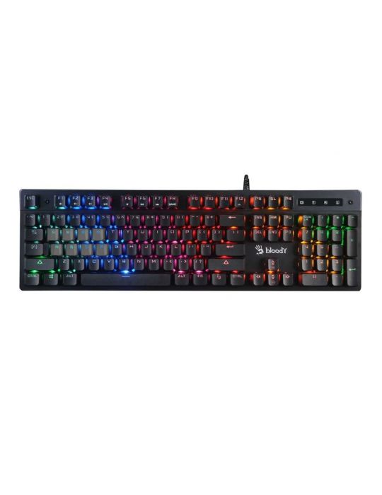 Tastatura a4tech - gaming bloody gaming cu fir 1.8m 106 taste format standard  taste cu membrana mecha-like iluminare usb gri b5