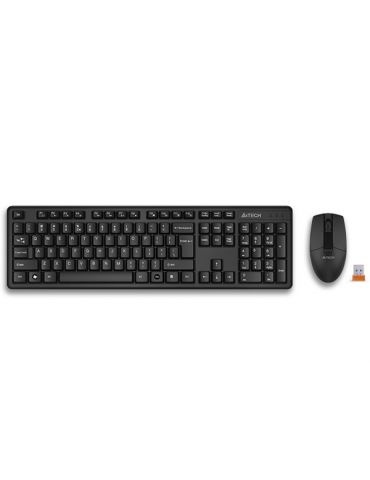 Kit tastatura si mouse a4tech gk-3+g3-330n wireless 104 taste format standard mouse 1000dpi 3/1 butoane negru 3330n (include tv  - Tik.ro