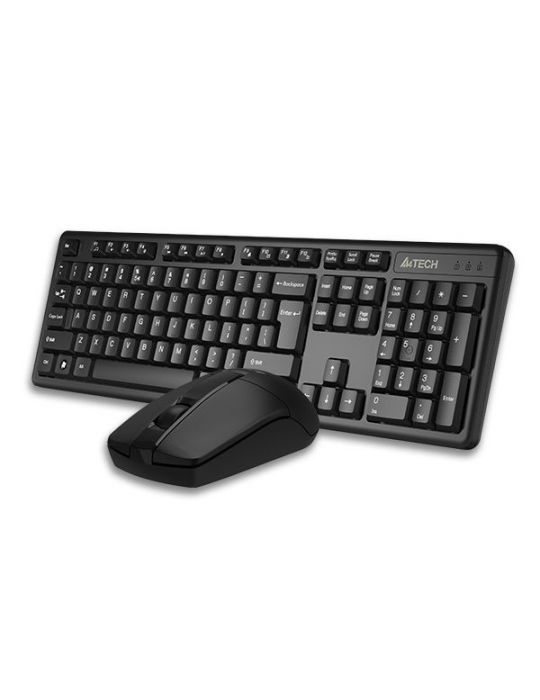 Kit tastatura si mouse a4tech gk-3+g3-330n wireless 104 taste format standard mouse 1000dpi 3/1 butoane negru 3330n (include tv 