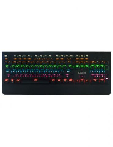 Tastatura mecanica spacer usb switch-uri mecanice albastre 50 mil. apasari 104 taste anti-ghosting 26 taste anti-spill palm rest
