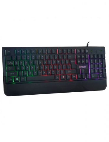 Kit gaming spacer usb invictus tastatura rgb rainbow + mouse optic 7 culori black spgk-invictus   (include tv 0.8lei) Spacer - 1