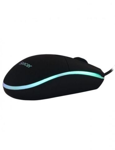 Kit gaming spacer usb invictus tastatura rgb rainbow + mouse optic 7 culori black spgk-invictus   (include tv 0.8lei) Spacer - 1