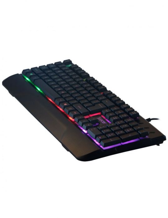 Kit gaming spacer usb invictus tastatura rgb rainbow + mouse optic 7 culori black spgk-invictus   (include tv 0.8lei) Spacer - 1