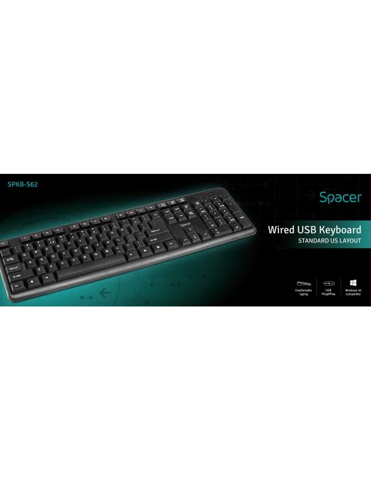 Tastatura spacer usb 104 taste anti-spill black spkb-s62/45505855   (include tv 0.8lei) Spacer - 1