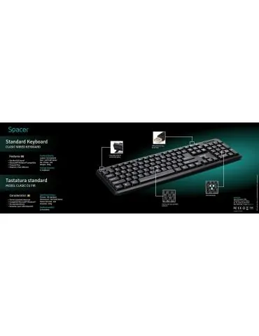 Tastatura spacer usb 104 taste anti-spill black spkb-520 Spacer - 1