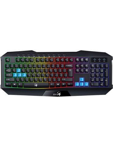 Tastatura genius gaming usb multimedia 104 taste + 10 taste multimedia iluminare 7 culori black scorpion k215 31310474100  (incl - Tik.ro