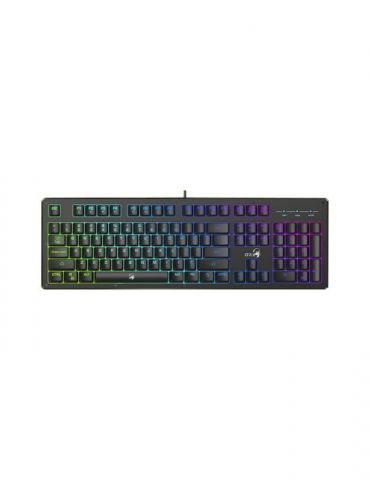 Tastatura genius gaming usb multimedia 104 taste (dintre care 12 au si fct. multimedia) 19 taste anti-ghosting iluminare 7 culor