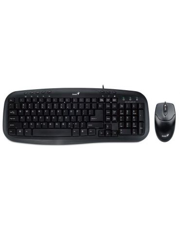 Kit wired genius usb tastatura 104 taste (concave) + mouse optic 1000dpi 3 butoane black smart km-200 smartgenius app 3133000340 - Tik.ro