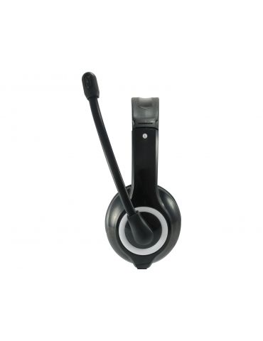 Equip 245301 cască audio & cască cu microfon Căști Prin cablu Bandă de fixare pe cap Apeluri Muzică USB Tip-A Negru
