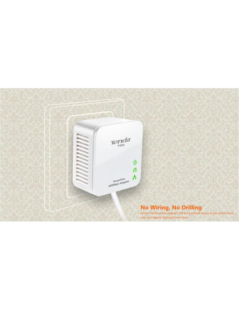 Tenda powerline 200mbps mini powerline adapter p200(2-pack) interfata: 2 *