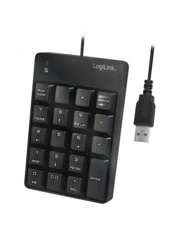 Tastatura numerica  logilink usb 19 taste negru id0184 (include tv 0.8lei) Logilink - 1 - Tik.ro
