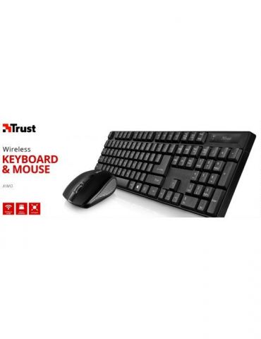 Kit tastatura si mouse trust ximo wireless 104 taste format standard mouse 1600dpi 4/1 butoane negru tr-21132 (include tv 0.8lei