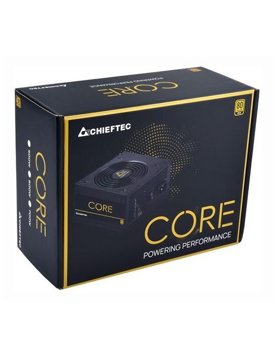 Sursa chieftec 600w (real) core series fan 12cm certificare 80plus gold 1x cpu 4+4 2x pci-e (6+2) 6x sata bbs-600s (include tv 1