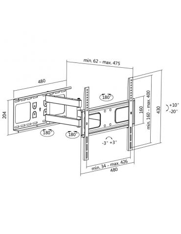 Suport de perete logilink pt 1 tv/monitor plat diag. max 55 inch inclinare pivotare orizontala max 50 kg bp0015 Logilink - 1