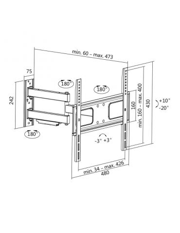 Suport de perete logilink pt 1 tv/monitor plat diag. max 55 inch inclinare pivotare orizontala max 50 kg bp0014 Logilink - 1