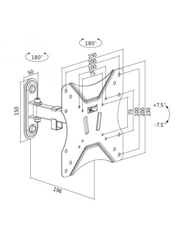 Suport de perete logilink pt 1 tv/monitor plat diag. max 42 inch inclinare pivotare max 25 kg bp0007 Logilink - 1