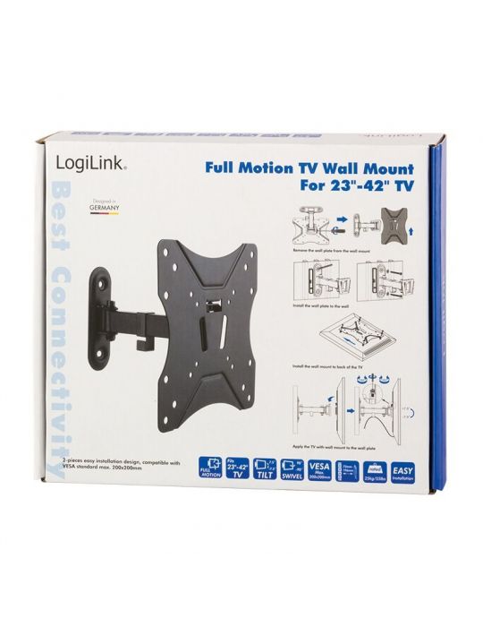 Suport de perete logilink pt 1 tv/monitor plat diag. max 42 inch inclinare pivotare max 25 kg bp0007 Logilink - 1