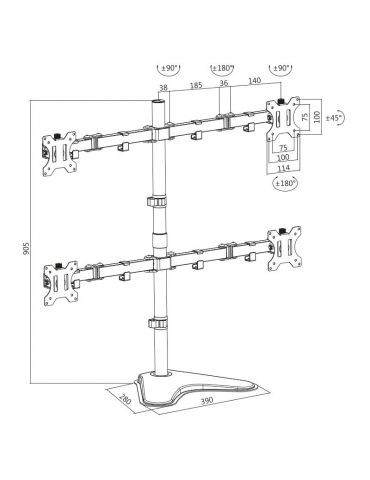 Suport de birou logilink pt 4 tv/monitor plat diag. max 32 inch rotatie inclinare pivotare orizontala verticala totala max 8 kg 