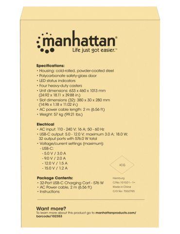 Manhattan 102353 cărucioare și dulapuri pentru administrarea dispozitivelor portabile Cărucior organizare dispozitive portabile