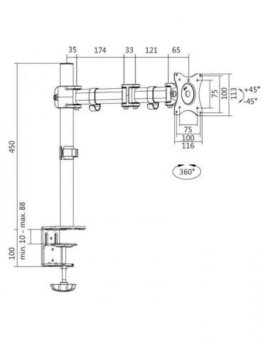 Suport de birou logilink pt 1 tv/monitor plat diag. max 27 inch rotatie inclinare pivotare orizontala verticala totala max 8 kg 