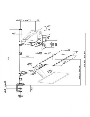 Suport de birou logilink pt 1 tv/monitor plat diag. max 27 inch rotatie inclinare pivotare max 9 kg bp0030 Logilink - 1