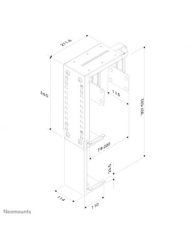 Neomounts CPU-D100 Suport unitate CPU montat pe birou Alb