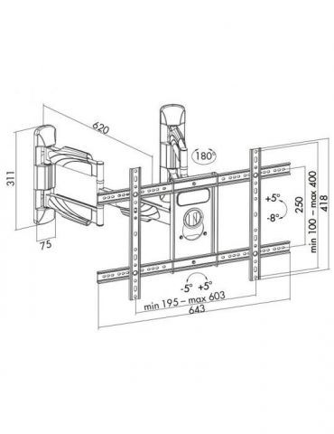 Stand de perete colt de camera logilink pt 1 tv/monitor plat curbat diag. max 70 inch inclinare pivotare orizontala max 45 kg bp