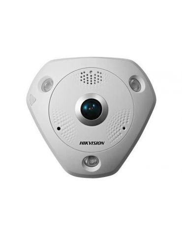 Camera ip hikvision fisheye pt. interior dist. ir 15 m tip lentila fixa 1.19 mm 3 mpx cu fir microfon poe carcasa metal slot sd 