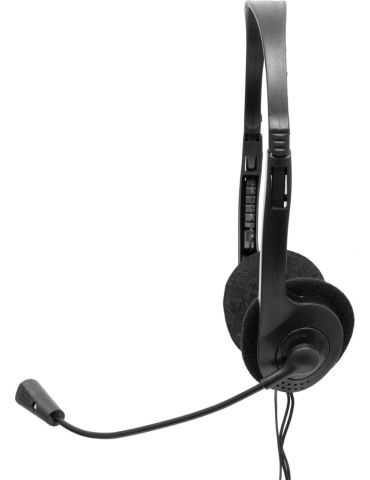 Casti  spacer cu fir standard utilizare multimedia call center microfon pe brat conectare prin jack 3.5 mm x 2 negru spk-223 (in