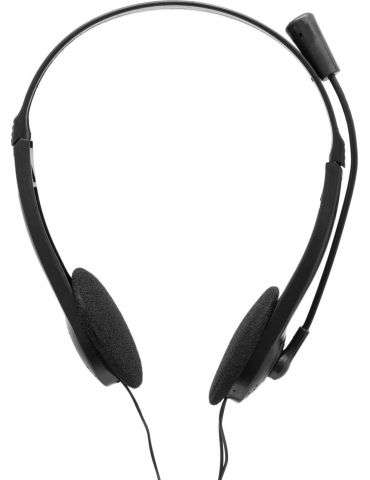 Casti  spacer cu fir standard utilizare multimedia call center microfon pe brat conectare prin jack 3.5 mm x 2 negru spk-223 (in