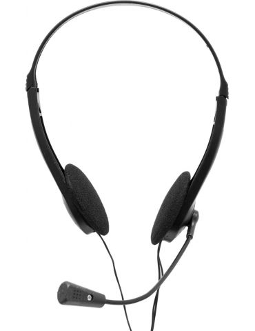 Casti  spacer cu fir standard utilizare multimedia call center microfon pe brat conectare prin jack 3.5 mm x 2 negru spk-223 (in