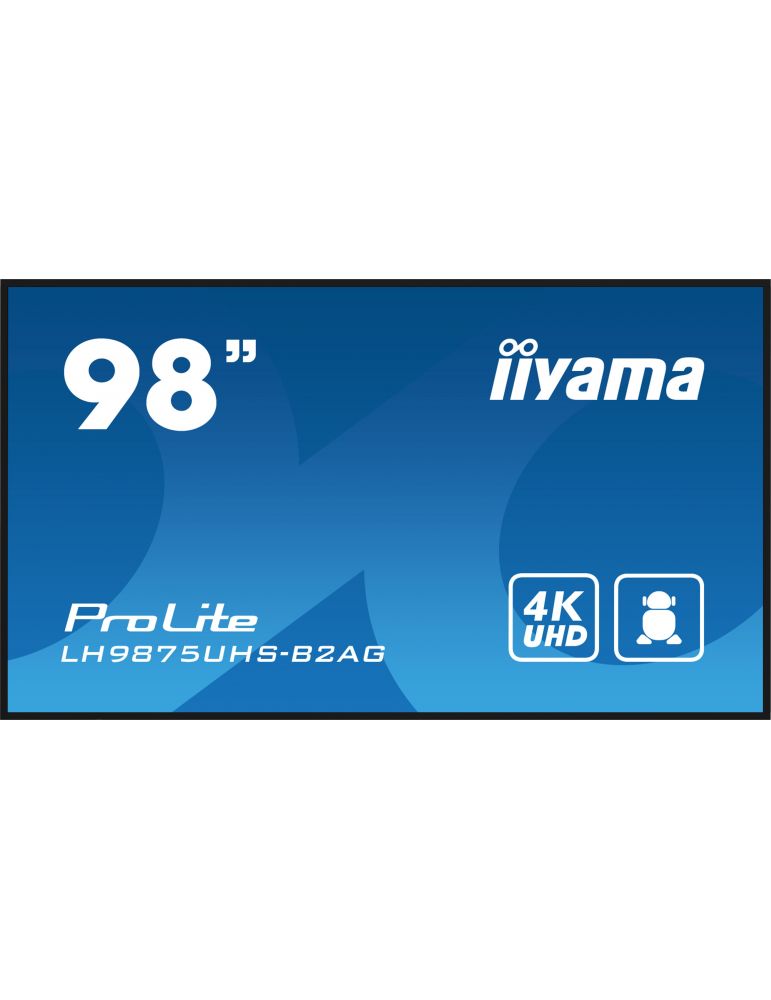 iiyama LH9875UHS-B2AG Afișaj Semne Panou informare digital de perete 2,48 m (97.5") LED Wi-Fi 500 cd/m² 4K Ultra HD Negru