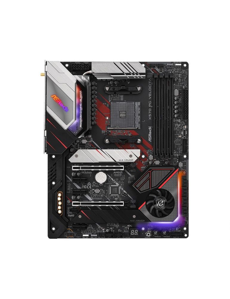 Placa de baza asrock x570 pg velocita skt am4 atx amd x570 4 x ddr4 max. 128 gb 8 x sata 2 x m.2 7.1 x570 pg velocita
