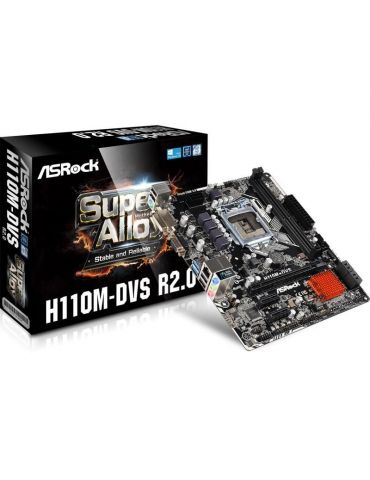 Placa de baza asrock h110m-dvs r2.0 skt lga 1151 matx intel h110 2 x ddr4 max. 32 gb 4 x sata nu x m.2 7.1 h110m-dvs r2.0 Asrock