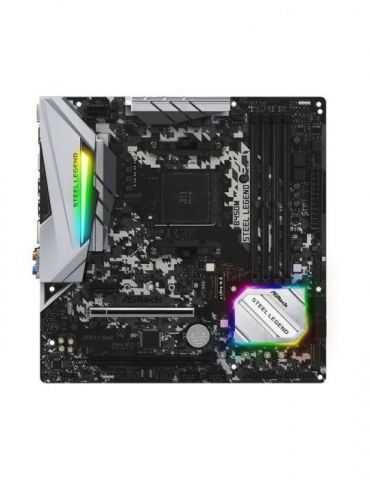 Placa de baza asrock b450m steel legend skt am4 matx amd b450 4 x ddr4 max. 128 gb 4 x sata 2 x m.2 7.1 b450m steel legend Asroc