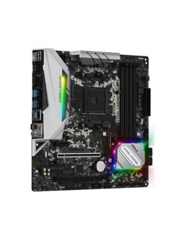 Placa de baza asrock b450m steel legend skt am4 matx amd b450 4 x ddr4 max. 128 gb 4 x sata 2 x m.2 7.1 b450m steel legend Asroc