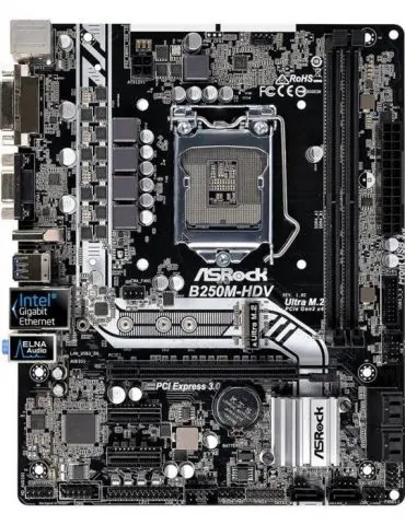 Placa de baza asrock b250m-hdv skt lga 1151 matx intel b250 2 x ddr4 max. 32 gb 6 x sata 1 x m.2 7.1 b250m-hdv Asrock - 1