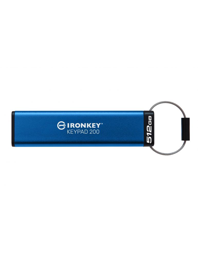 Kingston Technology IronKey Keypad 200 memorii flash USB 512 Giga Bites USB Tip-A 3.2 Gen 1 (3.1 Gen 1) Albastru
