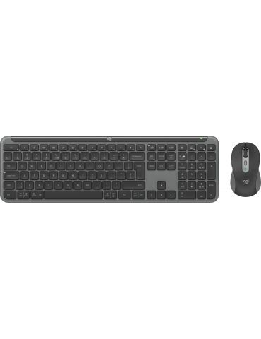 Logitech MK950 Signature Slim tastaturi Mouse inclus Birou RF Wireless + Bluetooth QWERTY US Internațional Grafit