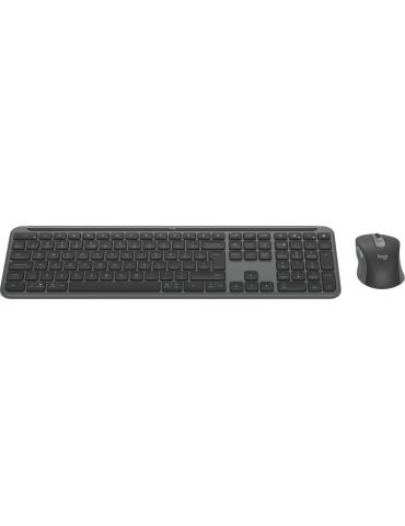 Logitech MK950 Signature Slim tastaturi Mouse inclus Birou RF Wireless + Bluetooth QWERTY US Internațional Grafit