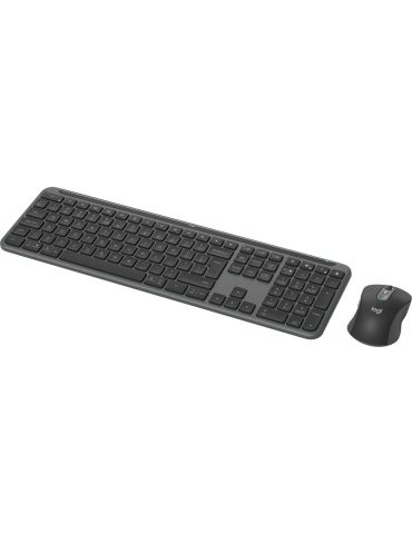 Logitech MK950 Signature Slim tastaturi Mouse inclus Birou RF Wireless + Bluetooth QWERTY US Internațional Grafit