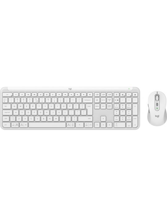 Logitech MK950 Signature Slim tastaturi Mouse inclus Birou RF Wireless + Bluetooth QWERTY US Internațional Alb