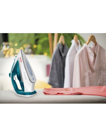 Tefal EasyGliss Plus FV5718 fiare de călcat Fier de călcat uscat și cu abur Talpă Durilium 2400 W Turcoaz, Alb