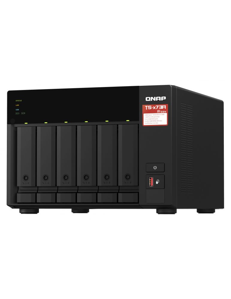 QNAP TS-673A NAS Tower AMD Ryzen V1500B 8 Giga Bites DDR4 36 TB HDD QNAP Turbo System Antracit