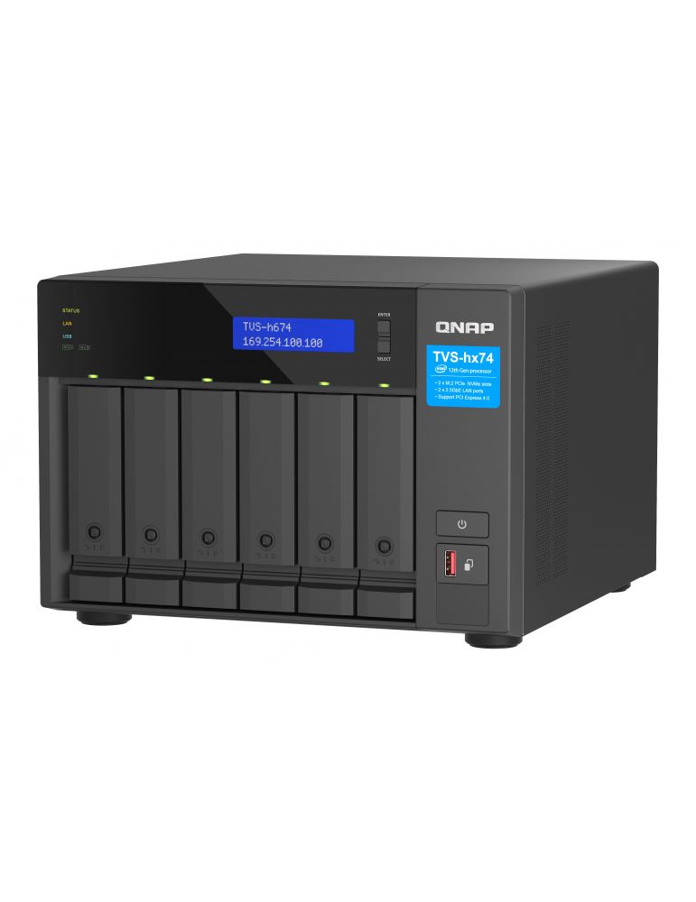 QNAP TVS-h674 NAS Tower Intel Core i3 i3-12100 16 Giga Bites DDR4 QuTS hero Negru