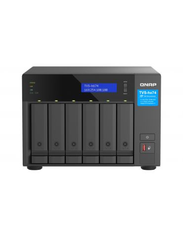 QNAP TVS-H674T-I5-32G NAS & servere de stocare a datelor Tower Intel® Core™ i5 i5-12400 32 Giga Bites DDR4 HDD QNAP QTS Negru