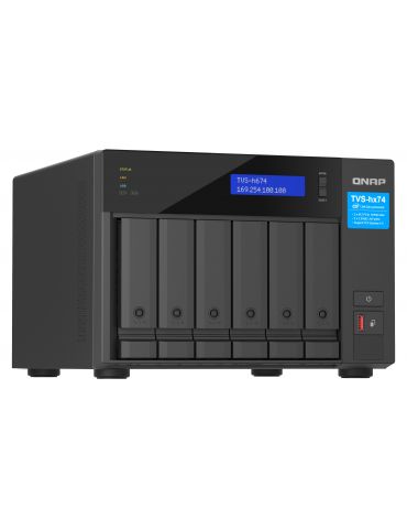 QNAP TVS-H674T-I5-32G NAS & servere de stocare a datelor Tower Intel® Core™ i5 i5-12400 32 Giga Bites DDR4 HDD QNAP QTS Negru